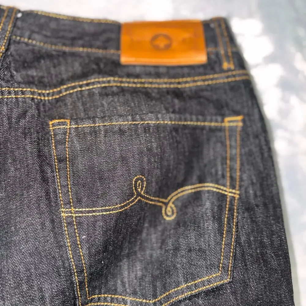 LRG Lifted Research Group Mens 36 True Taper Jeans Black Raw Denim